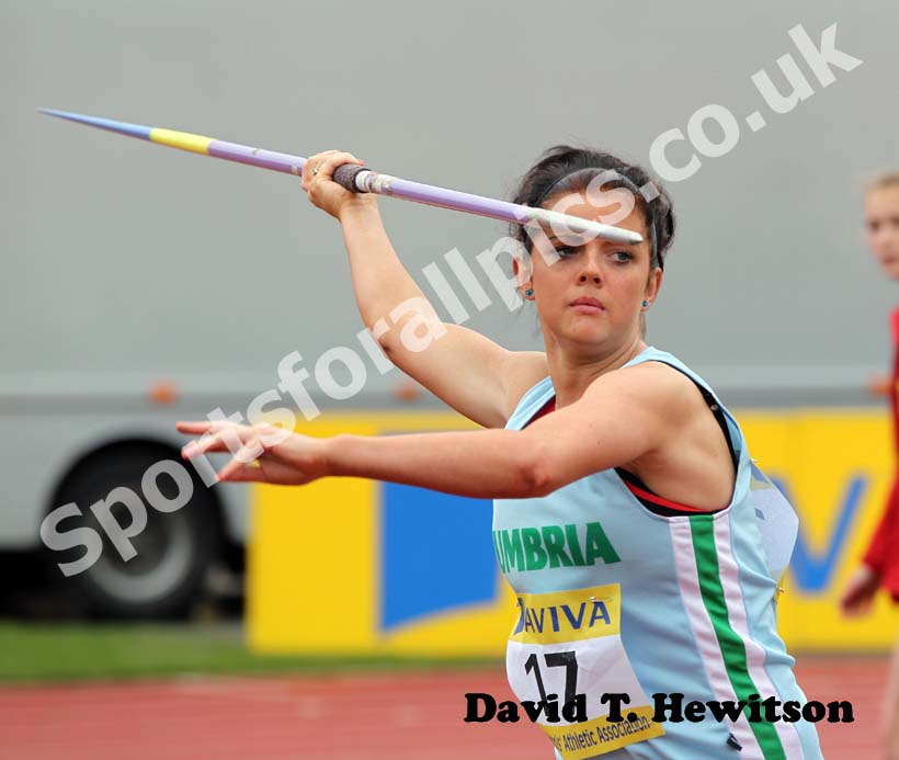Natasha Wilson (Cumbria) winner of the Inter Girls Javelin.